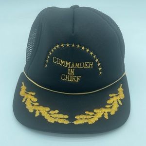 RARE Black Vintage Commander in Chief Gold leaf Mesh Cap Snapback Trucker Hat